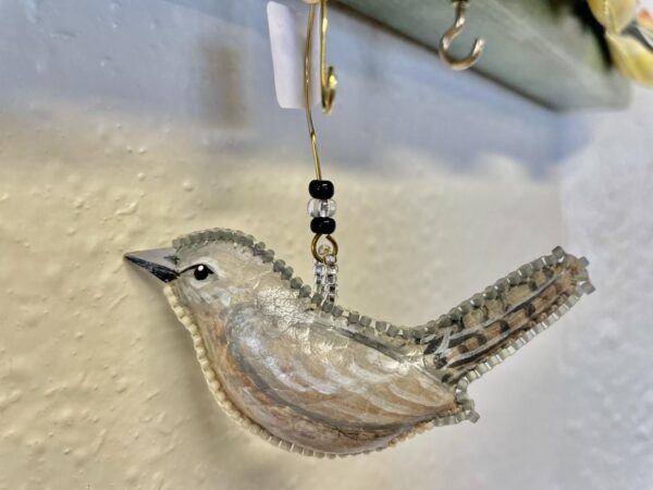 LW-Rock Wren Leather Ornament