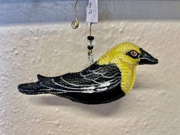 LW-Yellow-headed Blackbird Leather Ornament